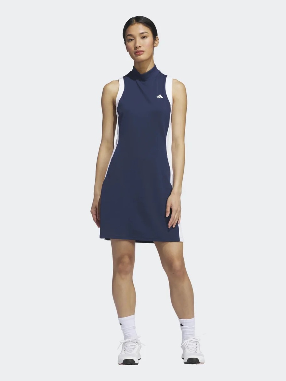 adidas Active Ultimate365 Navy White Rib Sleeveless Golf Dress Shirts Pockets
